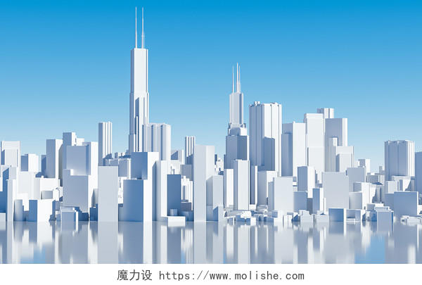 C4D白色大气商务城市背景立体背景